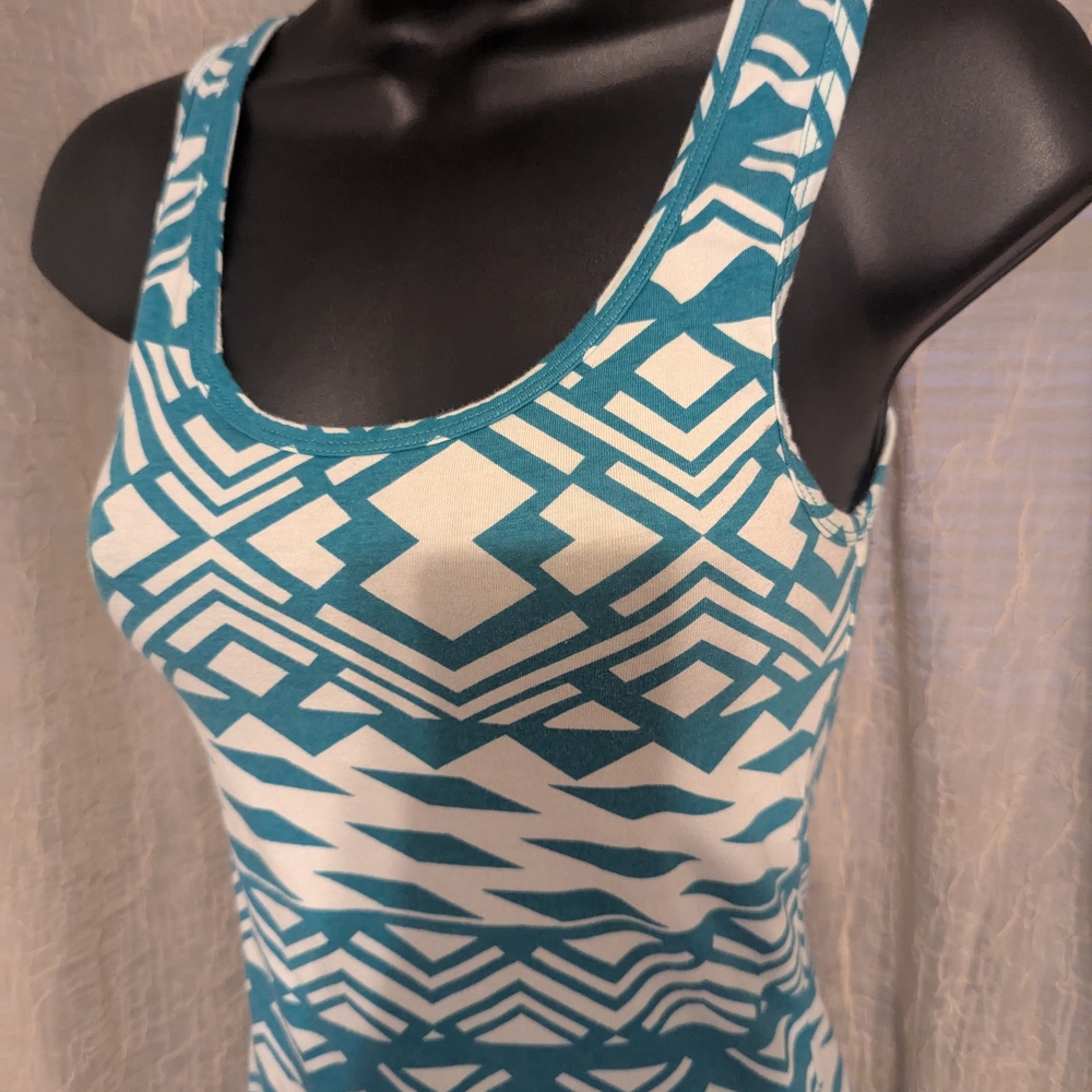 38. Rue21 Blue and White Fitted Sleeveless Tank Top